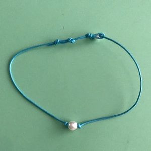 Sky blue pearl choker